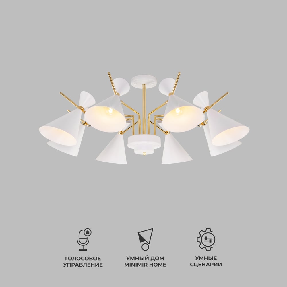 Изображение товара Потолочный светильник Eurosvet 70114 8 белый в стиле лофт с патронами E14