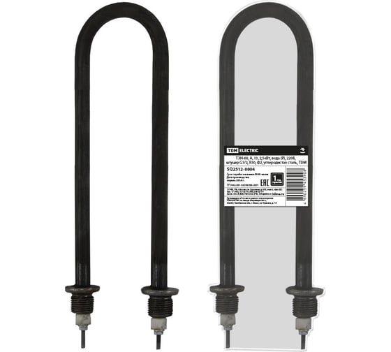 Изображение товара ТЭН TDM ELECTRIC 60, А, 13, 2.5 кВт, вода (Р), 220В, штуцер G1/2, R30, Ф2, углеродистая сталь SQ2512-0004