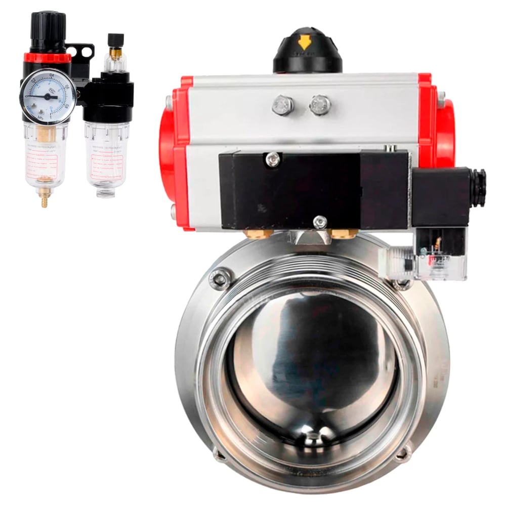 Изображение товара Затвор DN.ru 304-304-EPDM Ду65 Ру10 резьбовой пневмопривод