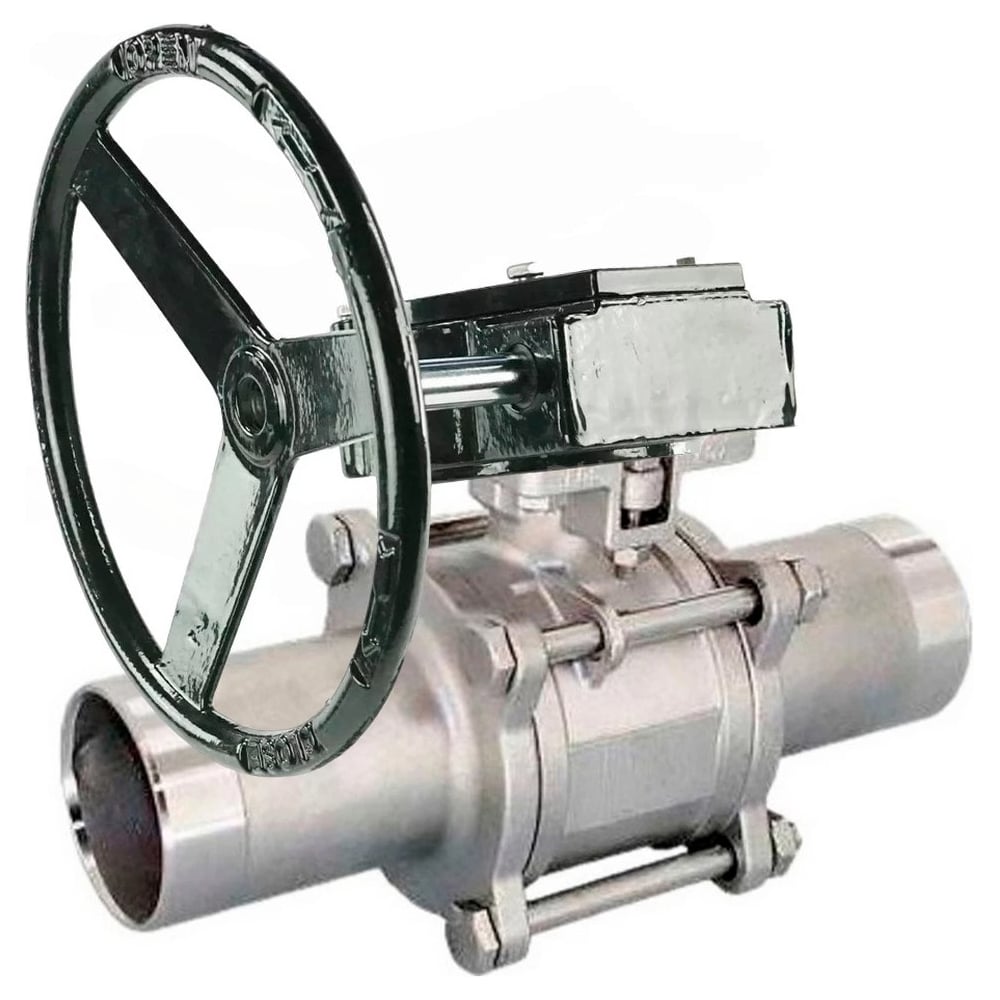 Изображение товара Кран шаровой DN.ru 316-316-PTFE-W-ISO-H Ду100 Ру16 с редуктором