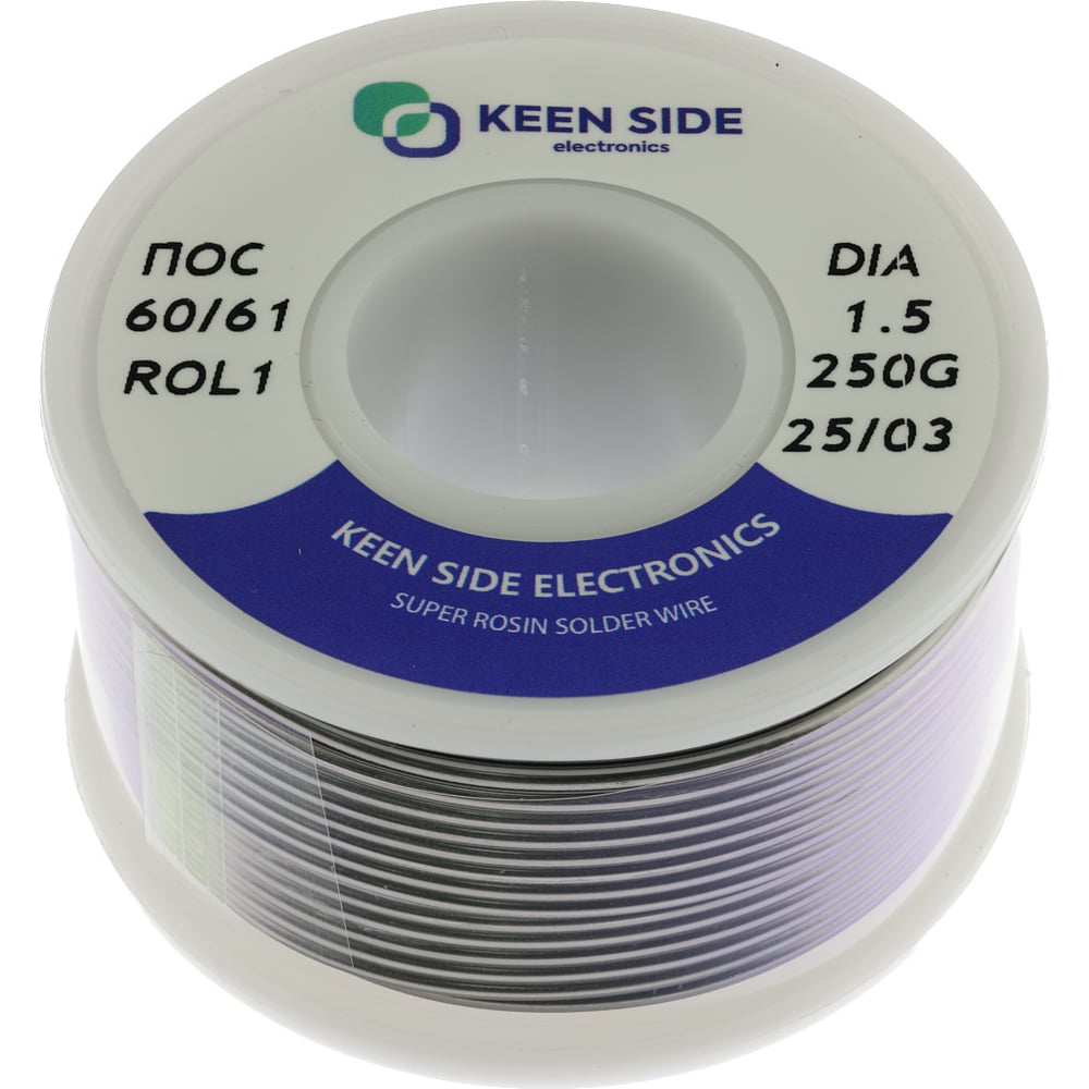 Изображение товара Припой KEEN SIDE Sn60/Pb40-d1.5-250g с флюсом для пайки меди и латуни