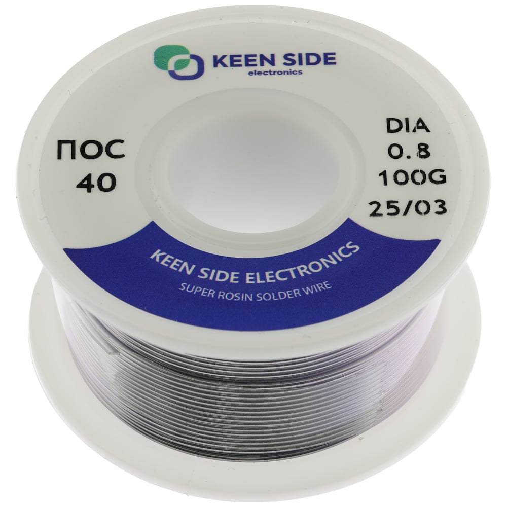 Изображение товара Припой KEEN SIDE Sn40/Pb60-d0.8-100g для меди и латуни мягкий проволока
