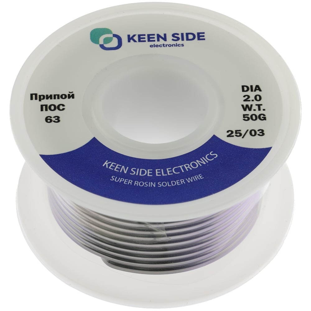 Изображение товара Припой KEEN SIDE Sn63/Pb37-d2.0-50g flux ПОС 63 (упаковка 2 шт.) 192755