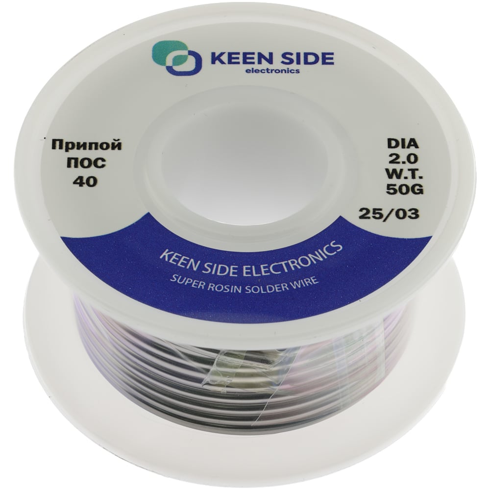Изображение товара Припой KEEN SIDE Sn40/Pb60 2 мм 50 г для пайки меди и латуни