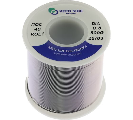Изображение товара Припой KEEN SIDE Sn40/Pb60-d0.8-500g flux ROL1 ПОС 40 192781