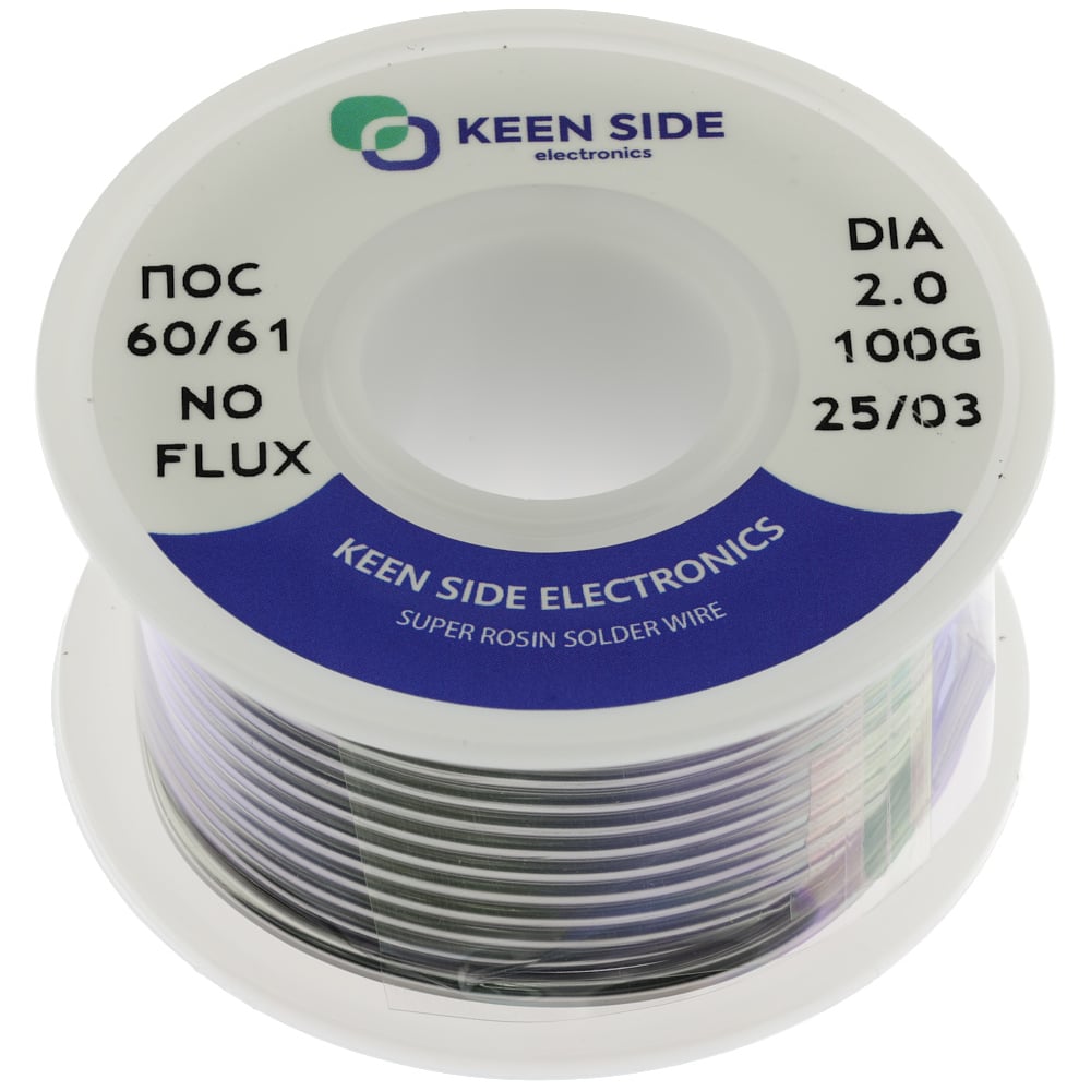 Изображение товара Припой KEEN SIDE Sn60/Pb40-d2.0-100g для пайки меди и латуни 183-227°C