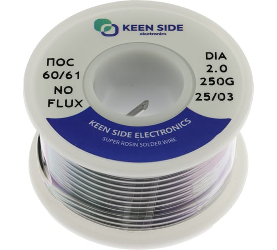 Изображение товара Припой KEEN SIDE Sn60/Pb40-d2.0-250g no-flux ПОС 60/61 192735