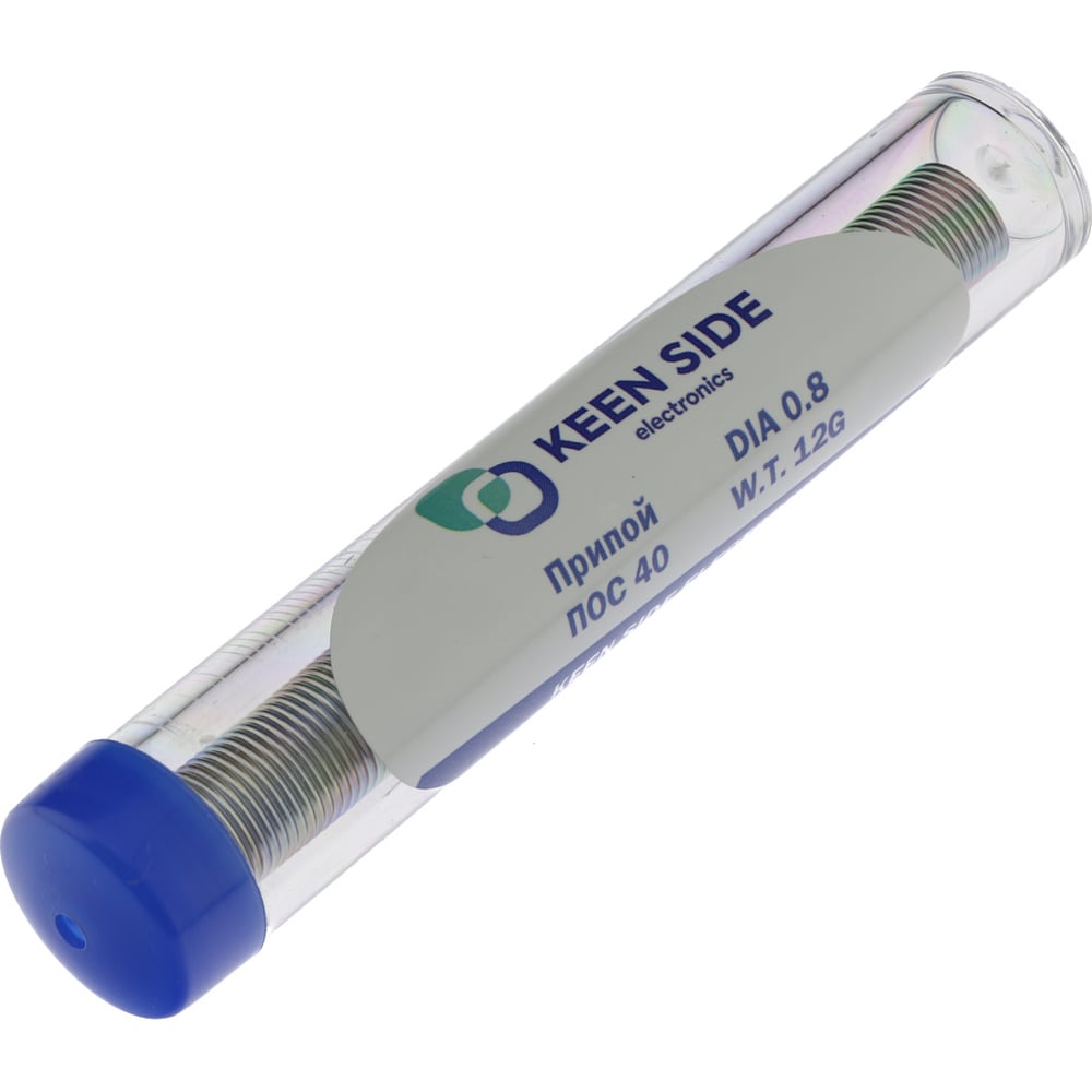 Изображение товара Припой KEEN SIDE Sn40/Pb60 0.8 мм 12 г с флюсом для пайки меди и латуни