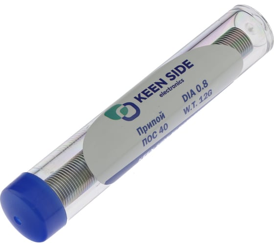 Изображение товара Припой KEEN SIDE Sn40/Pb60-d0.8-12g tube flux ROL1 ПОС 40 (упаковка 7 шт.) 192793