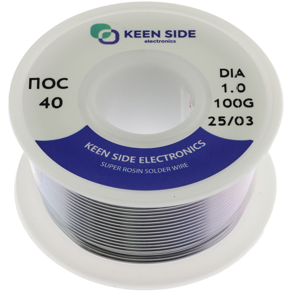 Изображение товара Припой KEEN SIDE Sn40/Pb60 диметр 1.0 мм 100 г