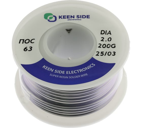 Изображение товара Припой KEEN SIDE Sn63/Pb37-d2.0-200g flux ПОС 63 192752
