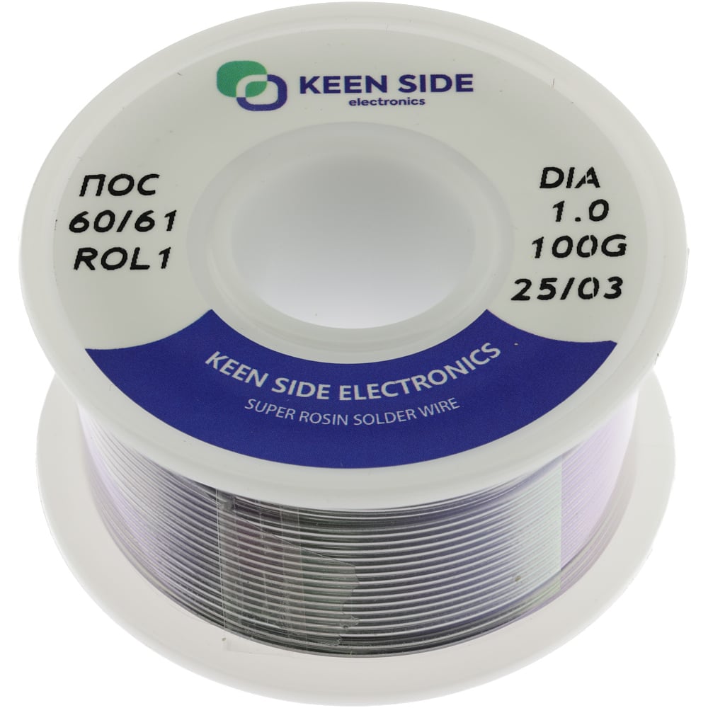 Изображение товара Припой KEEN SIDE Sn60/Pb40-d1.0-100g flux ROL1 ПОС 60/61 192774
