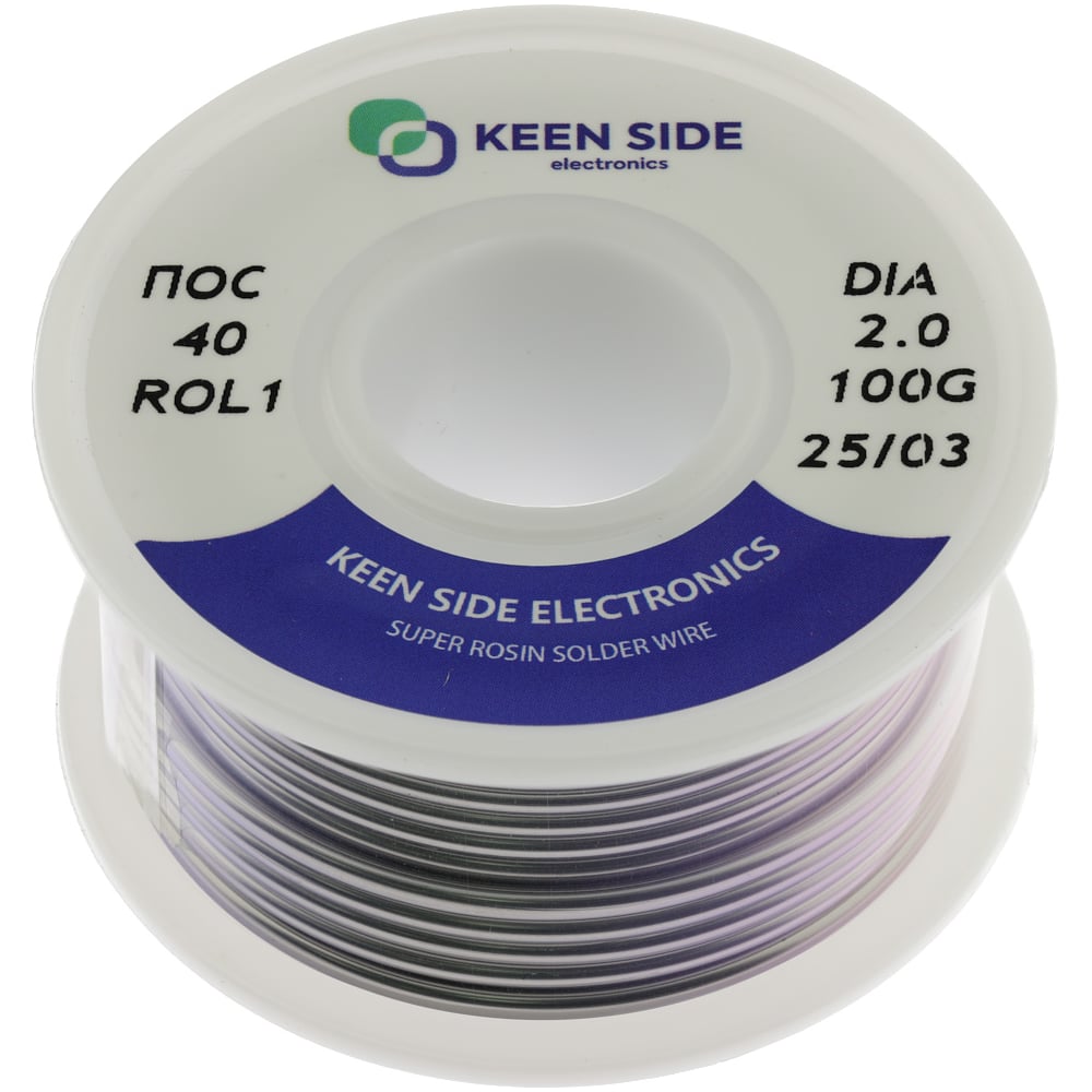 Изображение товара Припой KEEN SIDE Sn40/Pb60-d2.0-100g flux для меди и латуни