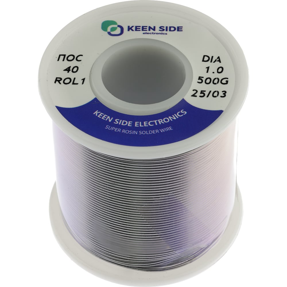 Изображение товара Припой KEEN SIDE Sn40/Pb60-d1.0 для пайки меди и латуни
