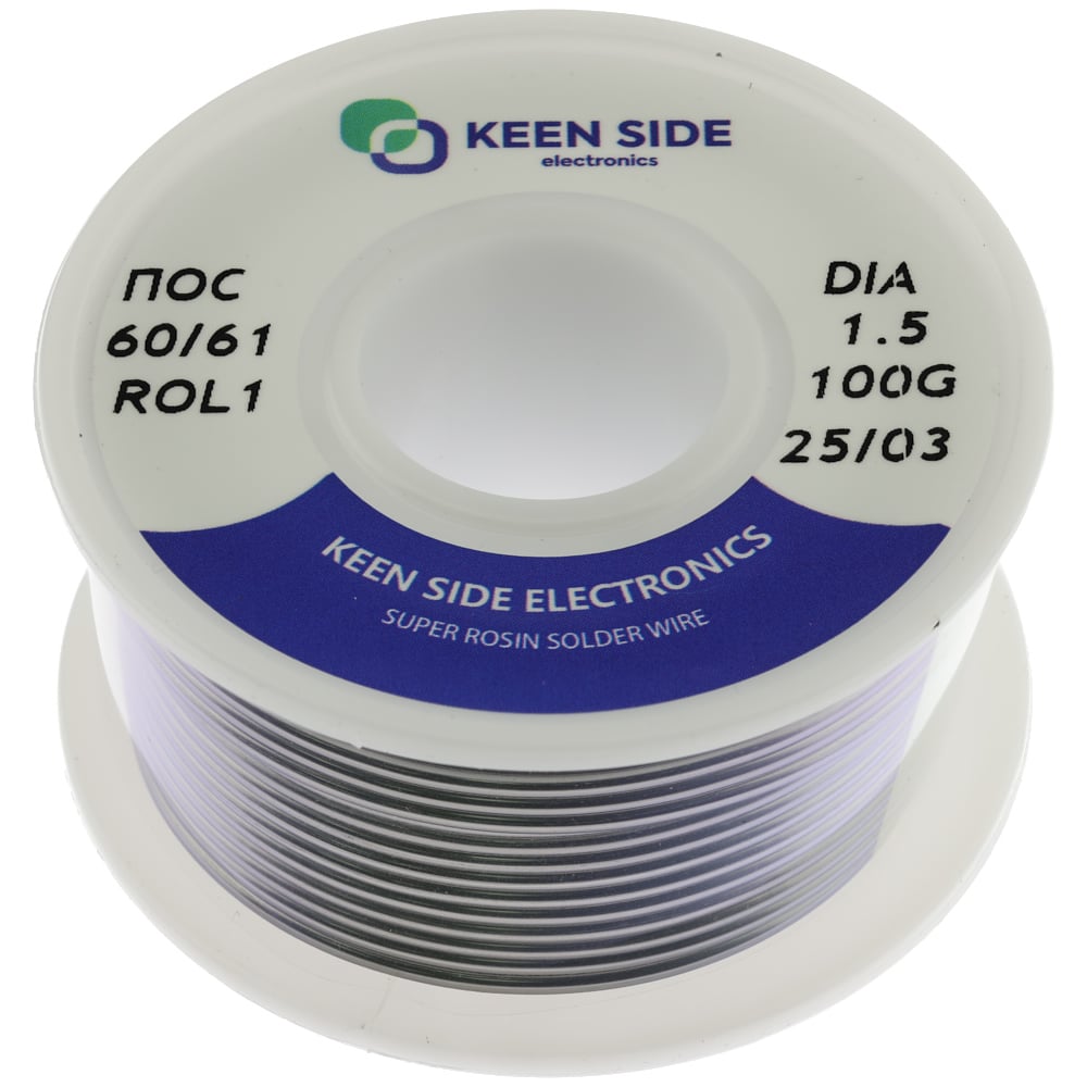 Изображение товара Припой KEEN SIDE Sn60/Pb40 1.5 мм 100г проволока с флюсом