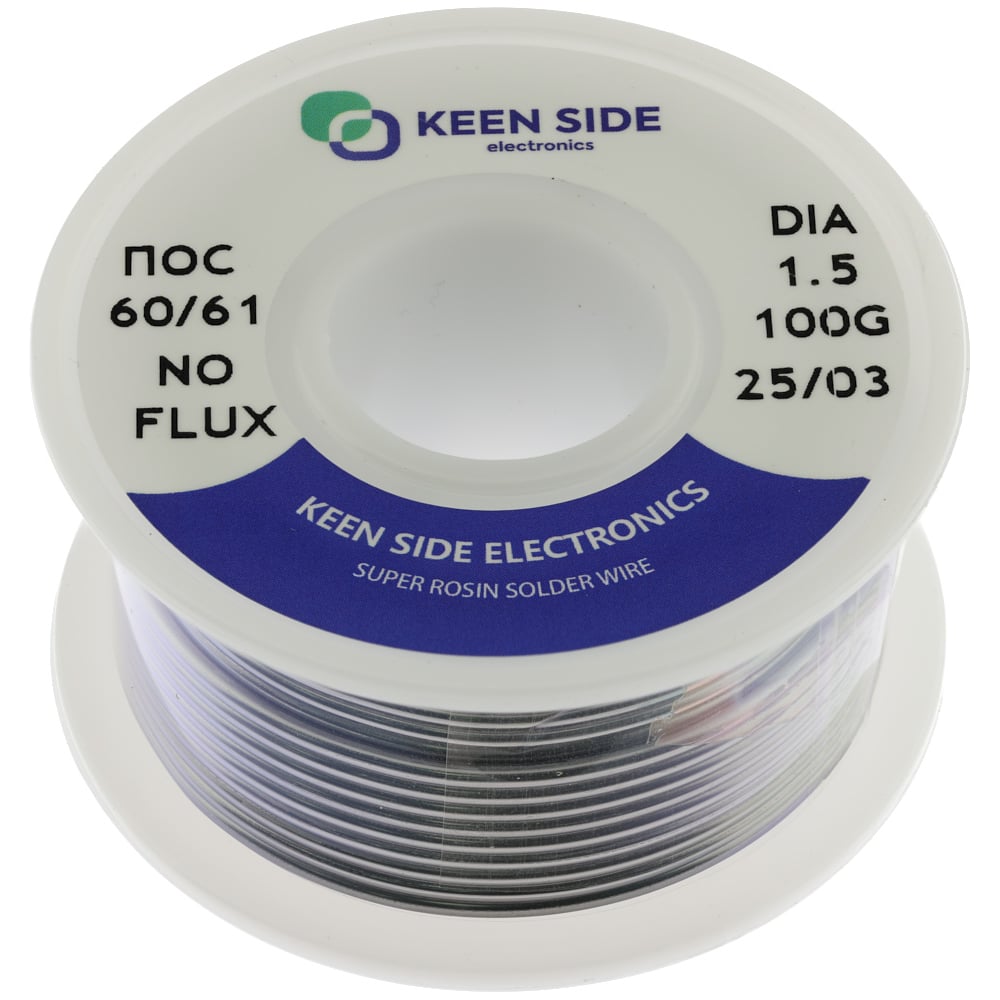 Изображение товара Припой KEEN SIDE Sn60/Pb40-d1.5-100g для пайки меди и латуни