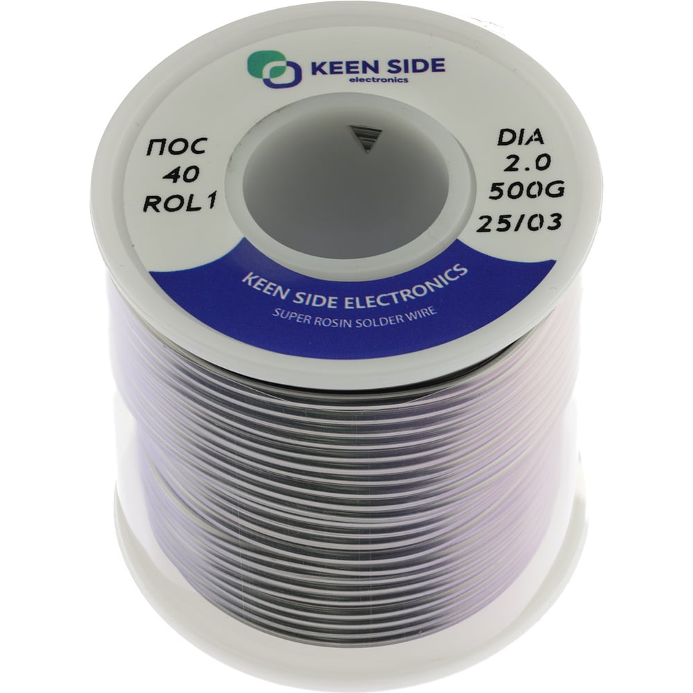 Изображение товара Припой KEEN SIDE Sn40/Pb60-d2.0-500g с флюсом для пайки меди и латуни