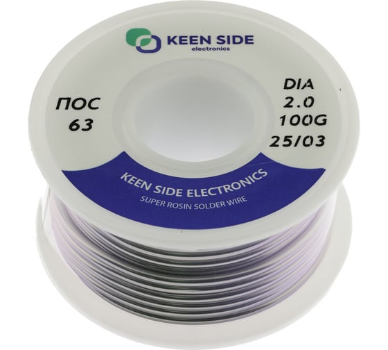 Изображение товара Припой KEEN SIDE Sn63/Pb37-d2.0-100g flux ПОС 63 192753