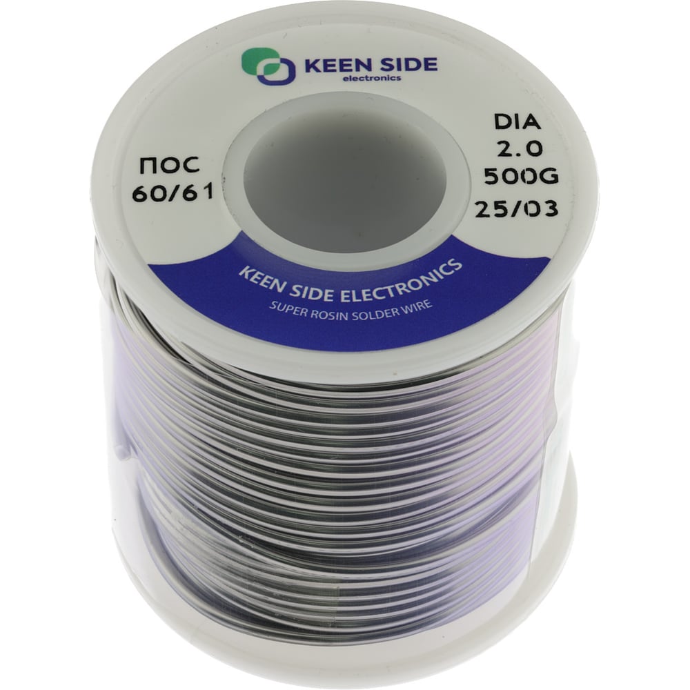 Изображение товара Припой KEEN SIDE Sn60/Pb40-d2.0-500g flux для пайки меди и латуни