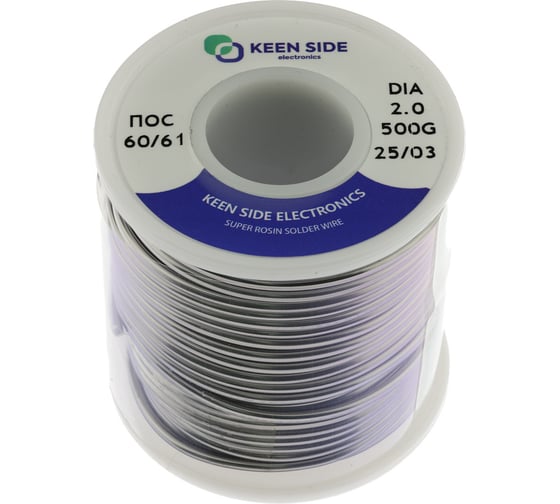 Изображение товара Припой KEEN SIDE Sn60/Pb40-d2.0-500g flux ПОС 60/61 192758