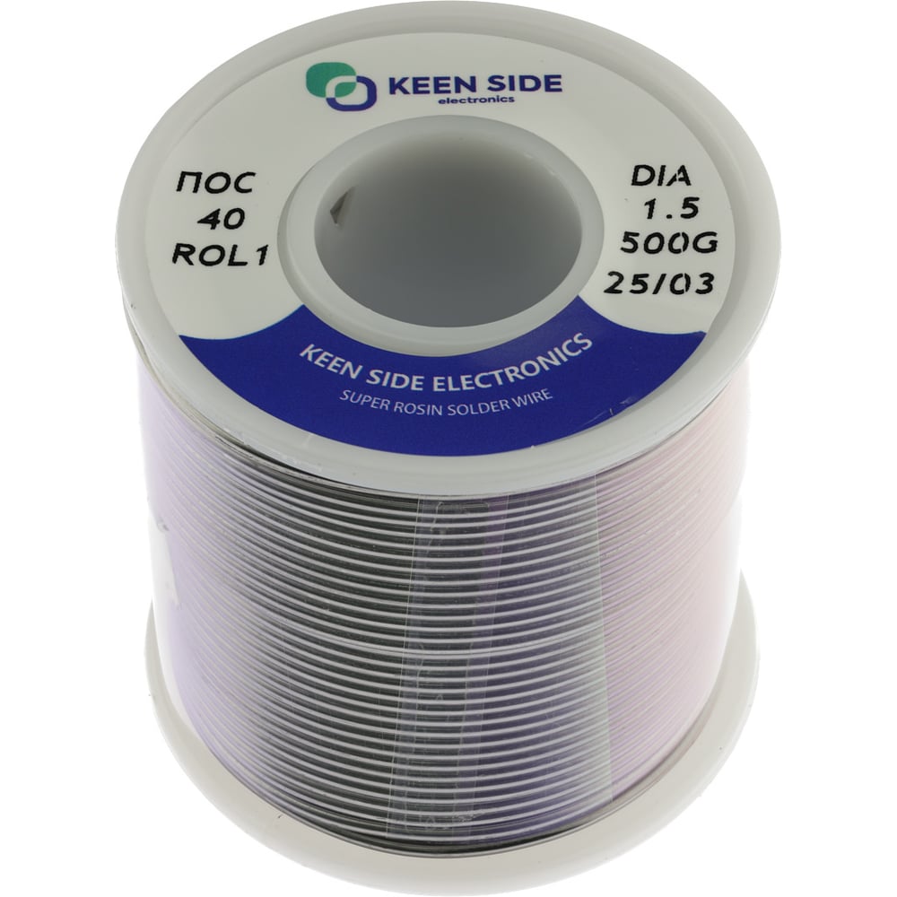 Изображение товара Припой KEEN SIDE Sn40/Pb60 с флюсом, легкоплавкий, 0.5кг