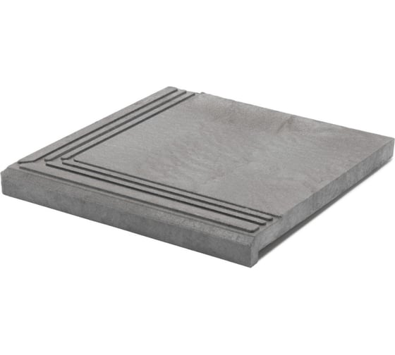 Изображение товара Ступень угловая полимерпесчаная weeco Берлин 345х345х23мм, цвет серый БУС1