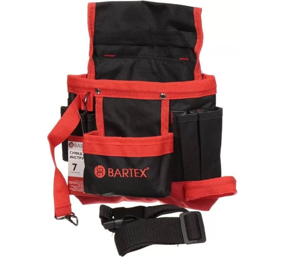 Изображение товара Сумка-пояс для инструмента BARTEX 21х19 см, текстиль, пласт.замок, 7 карманов 343013