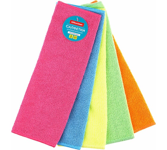 Изображение товара Салфетки для уборки OfficeClean универсальные, набор 5 шт., микрофибра, 30х30 см 304811
