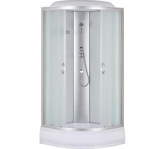 Изображение товара Душевая кабина без гидромассажа Taliente 90_90_215см, четверть круга, матовое стекло, белые задние стенки, средний поддон TA-9091M