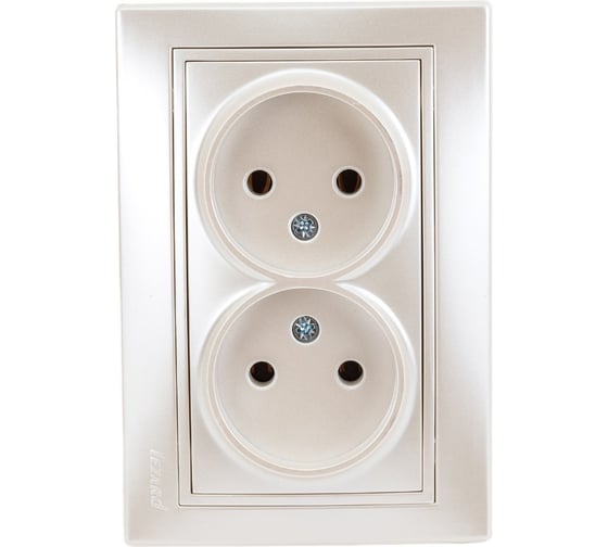 Изображение товара Розетка Lezard Мира х2 без заземления, керамика жемчужно-белый перламутр со вст. 701-3030-128