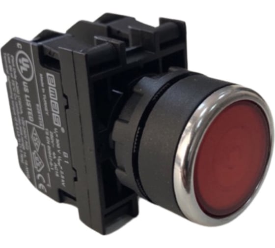 Изображение товара Нажимная круглая кнопка Emas красная, с фиксацией, 1НО+1НЗ, серия B, 250 В AC, 4 А, B102FK