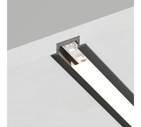 Изображение товара Профиль алюминиевый встраиваемый FERON без крепежей, черный, CAB251 с мато 52089