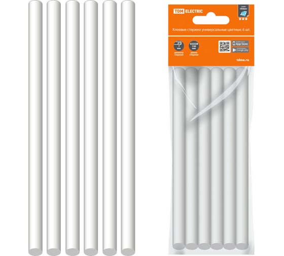 Изображение товара Стержни клеевые универсальные белые Алмаз (6 шт; 11х100 мм) TDM ELECTRIC SQ1024-0511