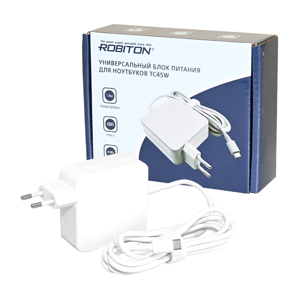 Изображение товара Адаптер питания ROBITON TC45W 45 Вт с переключателем и Type-C