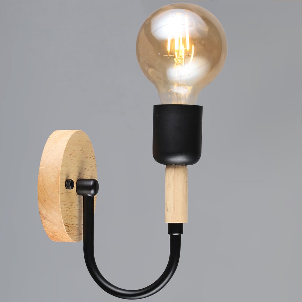 Изображение товара Бра Reluce 99960-0.2-01 BK+WOOD стильное освещение в стиле лофт с деревянными элементами