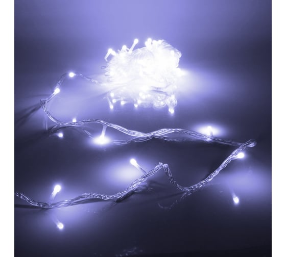 Изображение товара Гирлянда для дома Серпантин Bright light 9,5м 100 ламп LED прозрач.пров.,8 реж, IP-20, Белый (возможность соединения) 725-0045