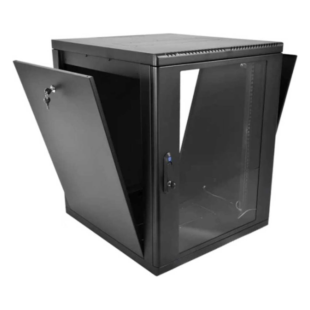 Изображение товара Шкаф ЦМО 19 телеком навесной разборный 15U ( 600 × 650) съемные стенки, дверь стекло, чёрный ШРН-М-15.650-9005