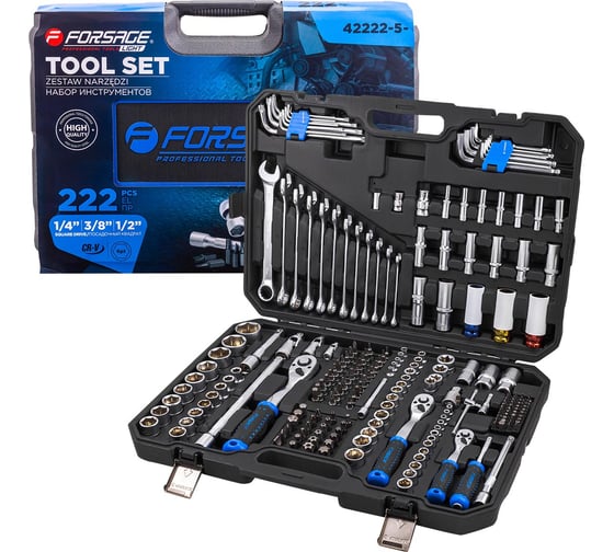 Изображение товара Набор инструментов Forsage 222 предмета 1/4 3/8 1/2 6гр F LIGHT-42222-5(62817)