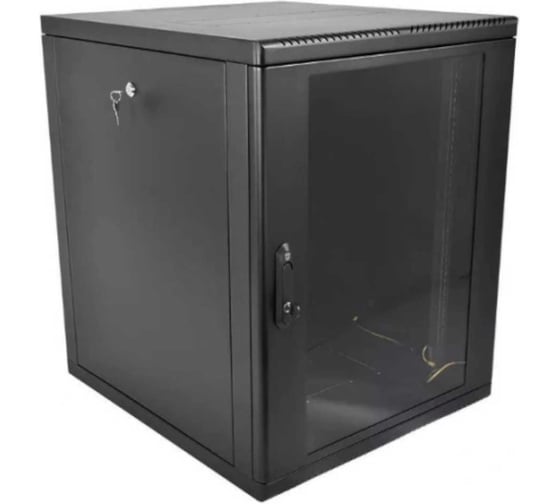 Изображение товара Шкаф ЦМО 19 телеком навесной разборный 12U ( 600 × 520) съемные стенки, дверь стекло, чёрный ШРН-М-12.500-9005