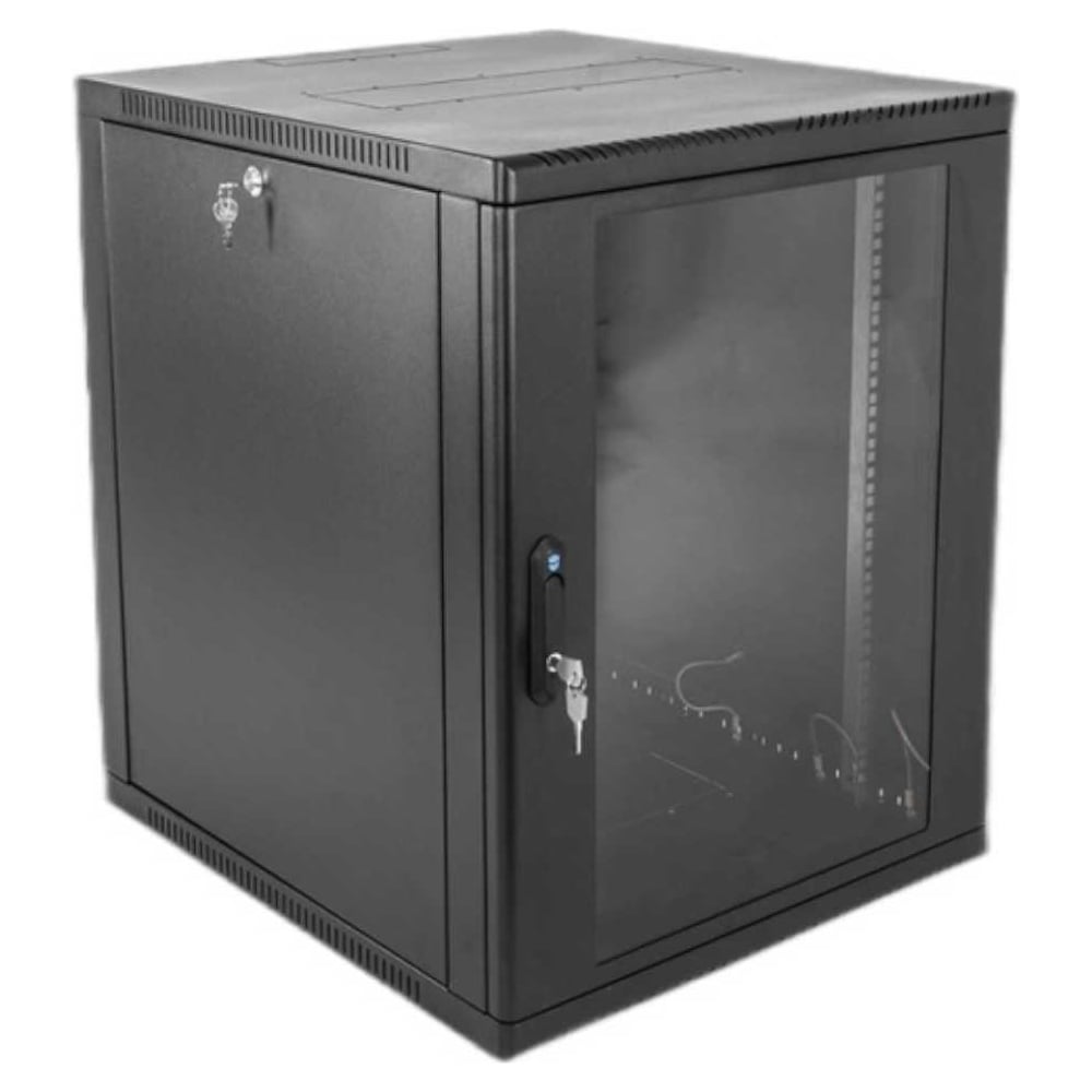 Изображение товара Телекоммуникационный настенный шкаф 12U 600x350 RAL 9005 стекло дверь