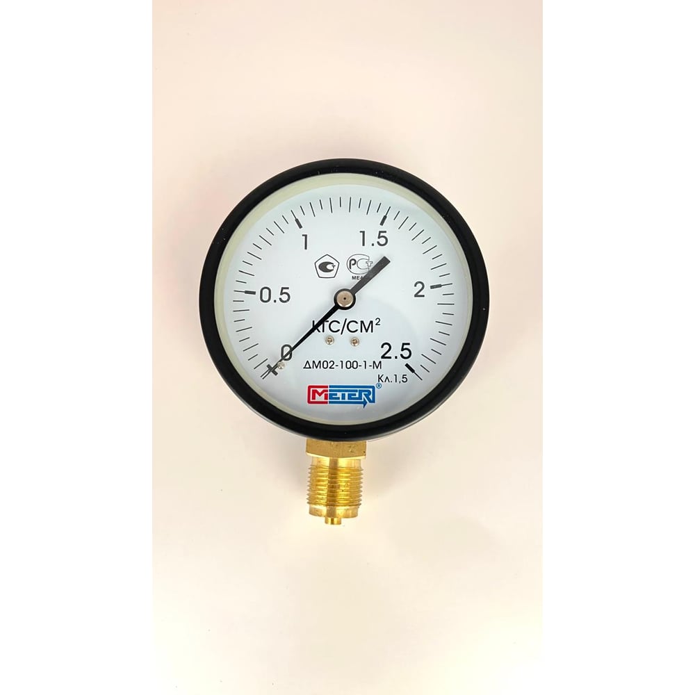 Изображение товара Манометр МЕТЕР ДМ 02-100-1-М 0..2,5 кгс/см2 радиальное соединение