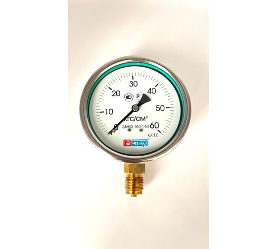 Изображение товара Манометр МЕТЕР ДМ 93-100-1-М Р=0..60 кгс/см2 М20х1,5 кл.1,0 с заполнением 6813