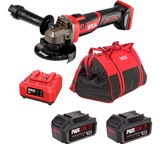 Изображение товара Аккумуляторная УШМ SKIL Набор AG2907 + 2 АКБ (4Ач)+ЗУ + сумка BG4127 9-1-031