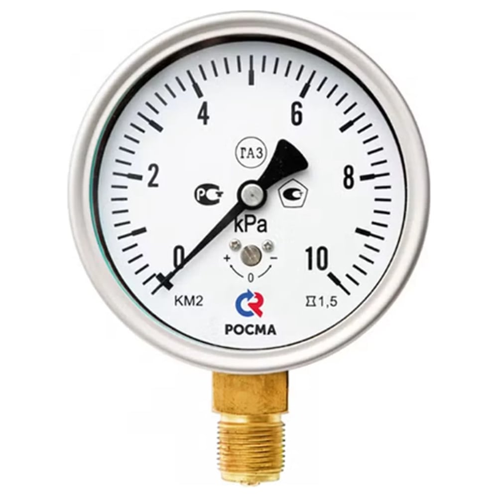 Изображение товара Манометр РОСМА КМ-22Р радиальный 0-10кПа с поверкой