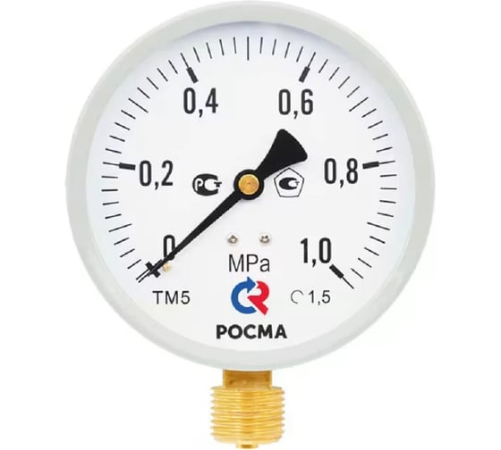 Изображение товара Манометр общетехнический РОСМА ТМ-510Р.00 (0-4 МПа) М2 ДК100 М20х1.5, кл. точн. 1.5 D270-06624