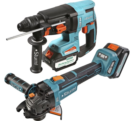 Изображение товара Набор аккумуляторного инструмента Sturm CRH1832BLC+CAG18125BLE