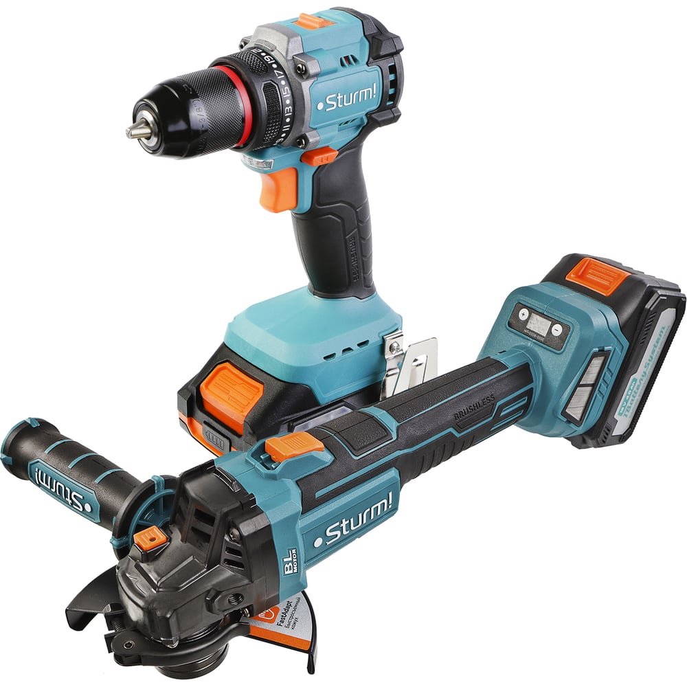 Изображение товара Набор аккумуляторных инструментов Sturm CAG18125BLE+CD1860BL универсальный для дома и работы