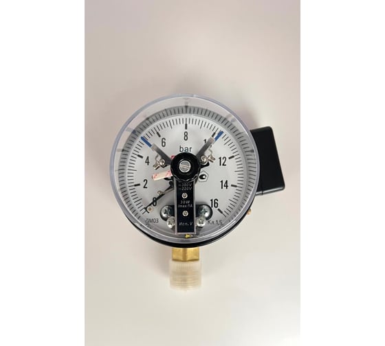 Изображение товара Манометр электроконтактный МЕТЕР ДМ 03-V-100-1-G Р=0..16 бар G1/2 кл.1,5 8283