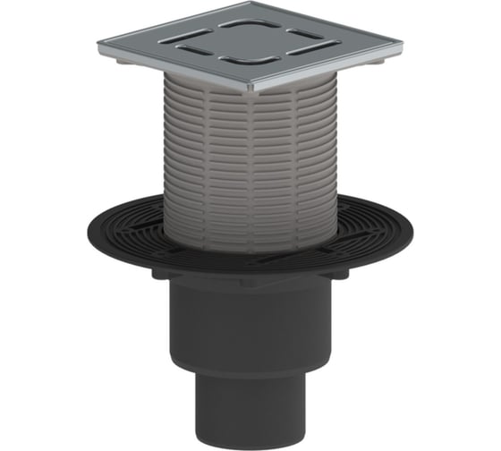 Изображение товара Трап Татполимер ПП 110/75/50 вертикальный выпуск, решетка нерж. сталь 150х150 незамерзающие запахозапирающие устройство/ ТП-310N 48032