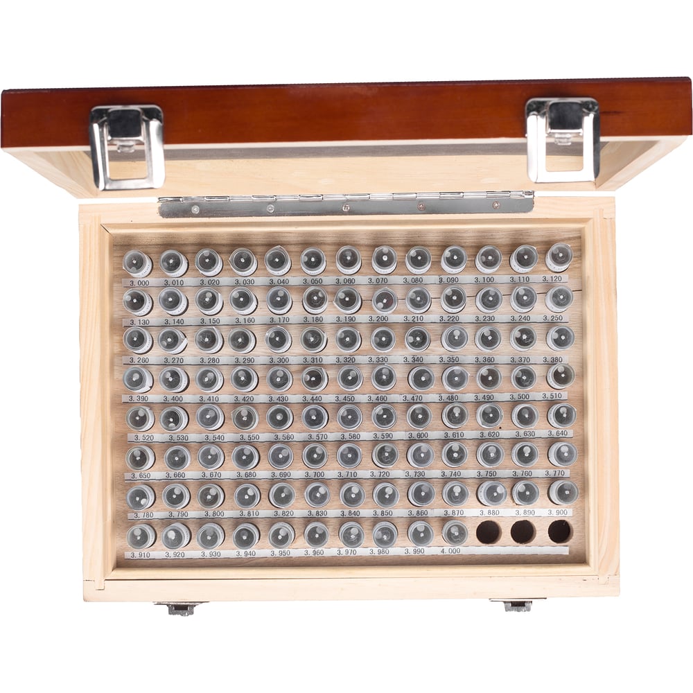 Изображение товара Набор точных калибров ЧИЗ 3,01-4,00 мм 100 штук для измерений